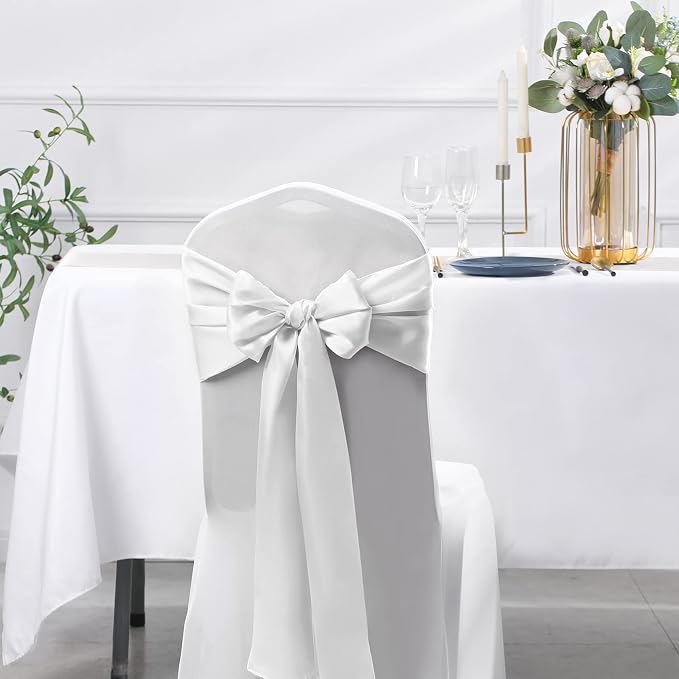 SiinvdaBZX 4 Pcs White Satin Table Runner 12 x 108 inches Long | Bright Smooth - Image 6