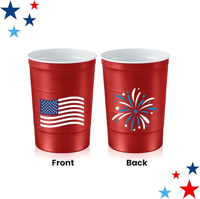 Steel Chill Cups 16 oz. Reusable Party Cups, Patriotic Red, 100% recyclable - Image 2