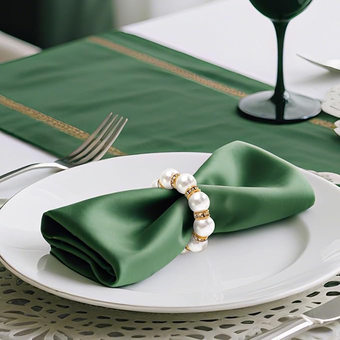 100 Pcs Pearl Napkin Rings, Exquisite Gold Napkin Rings Bulk, Suitable - Image 2