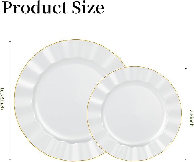 120PCS Pearl White Plastic Plates, Wavy Plates - Image 2