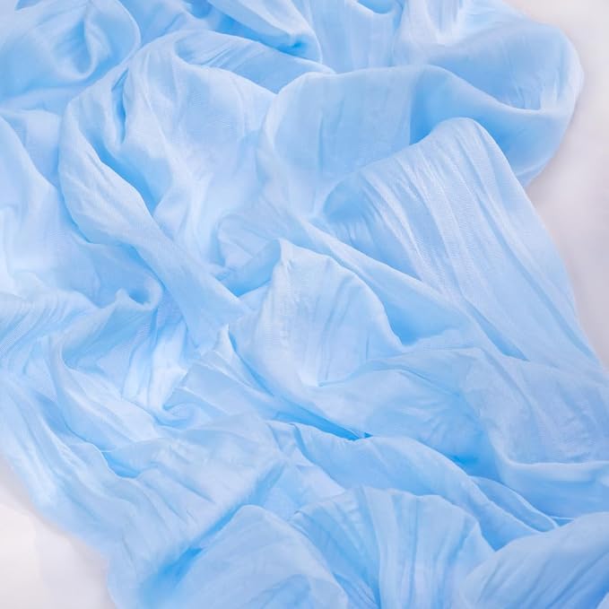 3 Pack Baby Blue Cheesecloth Table Runner 10ft Baby Shower Table Decor | - Image 4