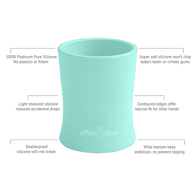 otterlove Silicone Baby & Toddler Training Cup - Pediatric OT Approved - 100% Platinum Pure LFGB Silicone - Unbreakable - Plastic Free - Tiny Cup Perfect for Baby Led Weaning (Mint)