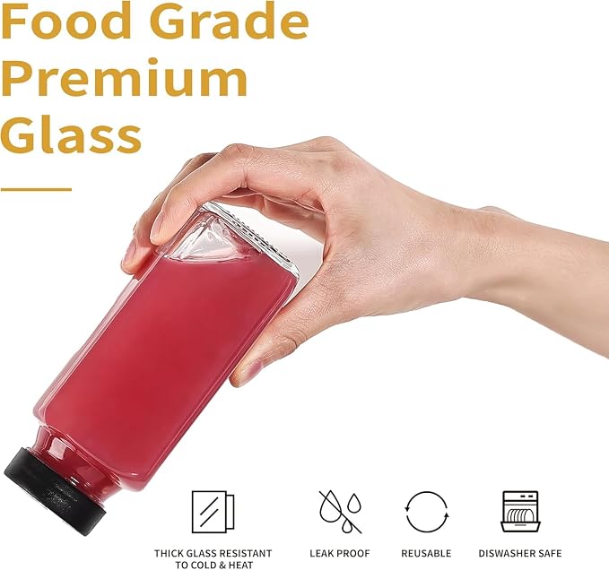 3 Pack 8 oz/250mL Glass Juice Bottles - Image 4