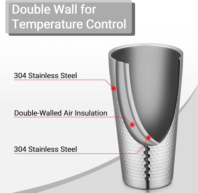 Beasea Stainless Steel Cups 19 oz, 6 Pack Large 18.6oz 550ml Stainless Steel - Image 4