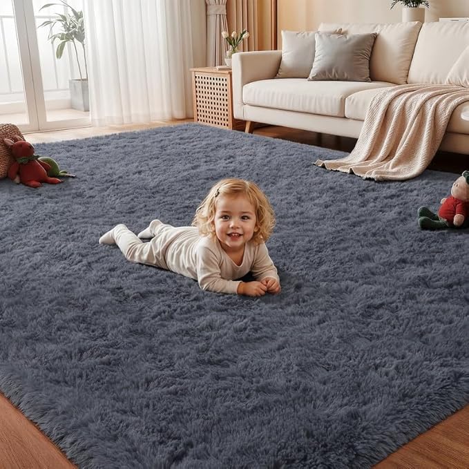 Area Rug for Living Room Bedroom: 4x6 Soft Fluffy Shag Rugs Upgrade Non-Slip by EXPEDIX