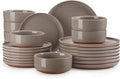 MALACASA Plates and Bowls Sets, 24 Pieces Modern Ceramic Dinnerware Set by MALACASA