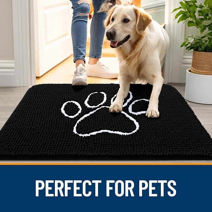 OLANLY Dog Door Mat for Muddy Paws 70x35, Paw Print Design, Absorbs Moisture - Image 6
