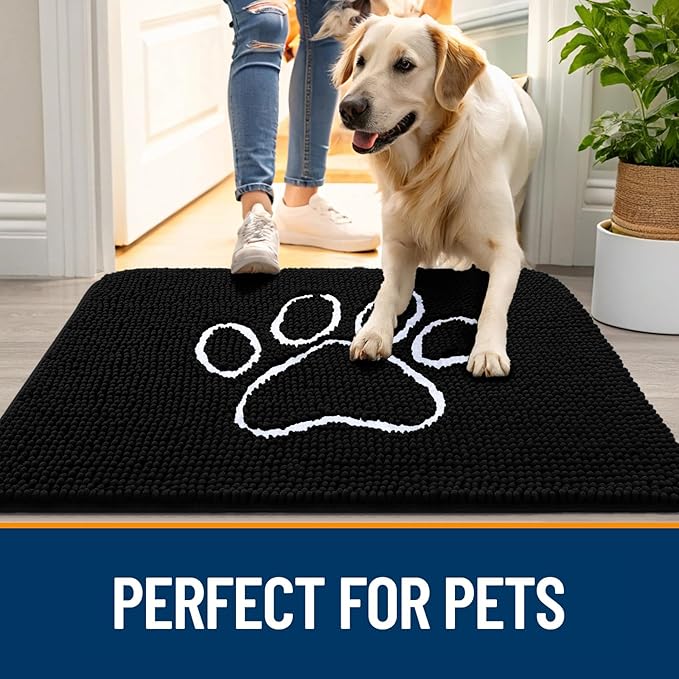 OLANLY Dog Door Mat for Muddy Paws 70x46, Paw Print Design, Absorbs Moisture - Image 6
