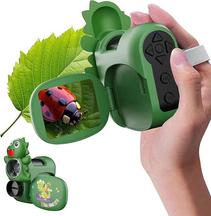 1600X Handheld Microscope for Kids 2" IPS Screen Kit Mini Pocket Digital Microscopes STEM Science with Slides Photo Video Rechargeable Portable Scope Gift for Ages 6-12 (Green)