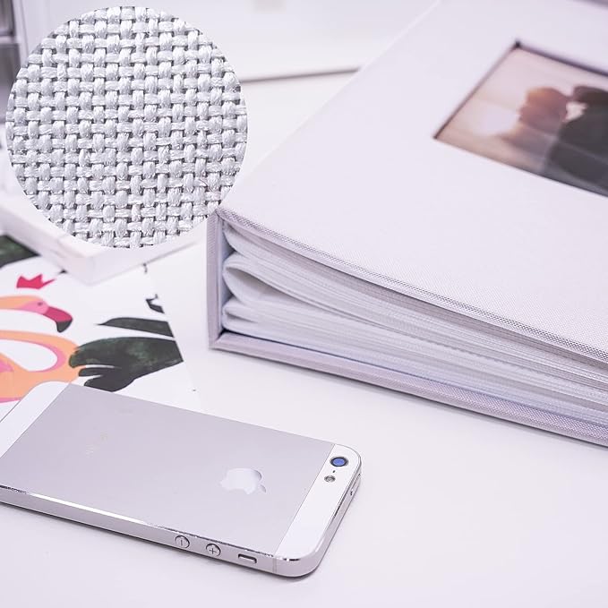 Vienrose Linen Photo Album 420 Pockets for 4x6 Photos Fabric Cover Photo Books Slip-in Picture Albums for Wedding Baby Vacation