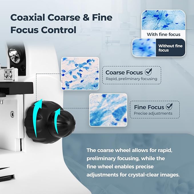 ESAKO 40-2000X Microscope for Kids Students Adults, with Mechanical Stage, Carry Bag & Slides Set Metal Body Microscope for Science Education School Laboratory