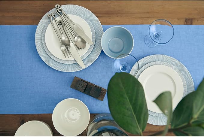Solino Home 100% Pure Linen Table Runner Provence Blue, Fete 14 x 108 in | - Image 3