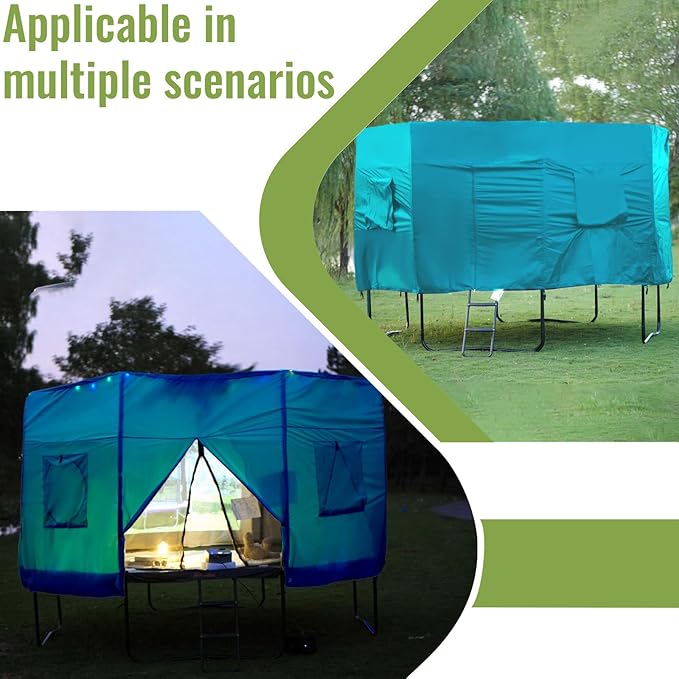 Gardenature 10FT/12FT/14FT Trampoline Tent(Tent Only), Fit Round Trampolines, Shade Cover with LED Light, Outdoor Trampolien Accessories, Anti-Tear, Beige