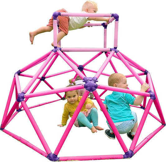 Eezy Peezy Monkey Bars Climbing Tower - Active Outdoor Fun for Kids Ages 3 to 8 Years Old, Pink
