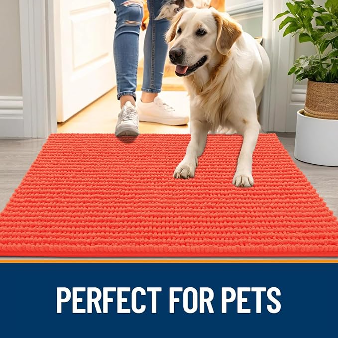 OLANLY Dog Door Mat for Muddy Paws 59x35, Ultra Absorbent Chenille Mud Doormat - Image 6