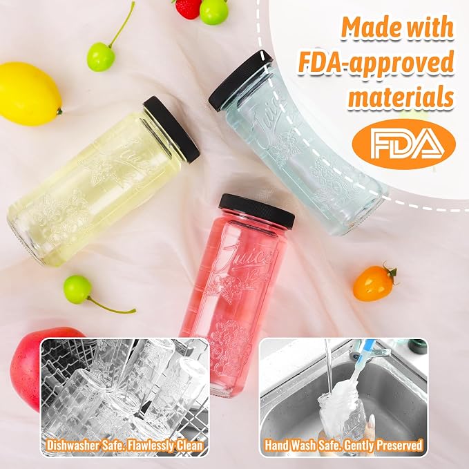10 Pack 16oz Glass Juice Bottles - Image 7