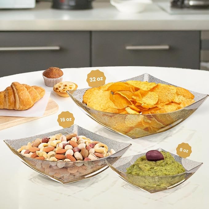 R-kay 6 Pack Gold Glitter Plastic Serving Bowls -16 Oz Gold Plastic bowls 16 Oz - Image 5