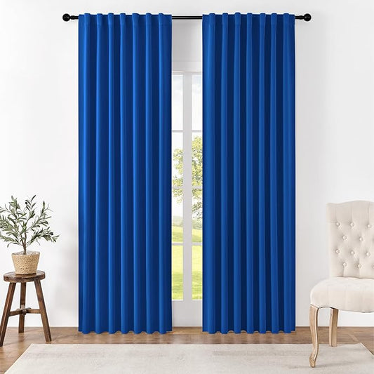 Joydeco Blackout Curtains 96 Inches Long for Bedroom, Thermal Insulated Black Out Curtains 2 Panels Set, Room Darkening Drapes for Living Room Window (W52 x L96 Inch, Royal Blue)
