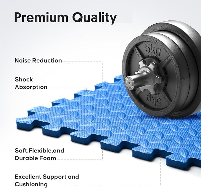 24 Pack Home Gym Mat, Puzzle Exercise Mat, EVA Interlocking Foam Floor Tiles - Image 3