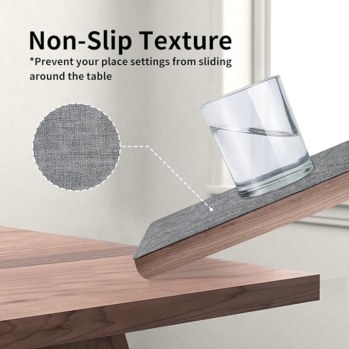 Maxpearl Faux Leather Placemats Set of 4, Light Grey | Waterproof - Image 3