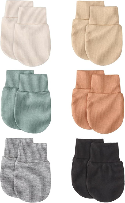 BQUBO 6 Pairs Newborn Baby Boys Girls Mittens 0-6 Months Unisex-Baby Infant Mittens Elastic No Scratch Wrist Gloves