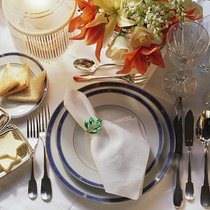 KPOSIYA Napkin Rings Set of 20 Hollow Cut Metal Napkin Holder Dinning Table - Image 3
