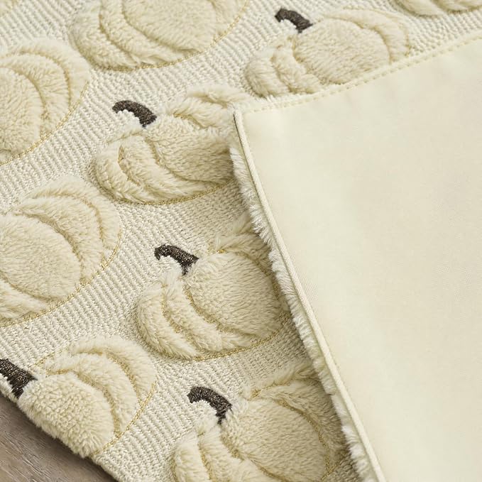 Artoid Mode Beige Soft Faux Fur Fall Table Runner 13x36 Inch | Seasonal Kitchen - Image 8