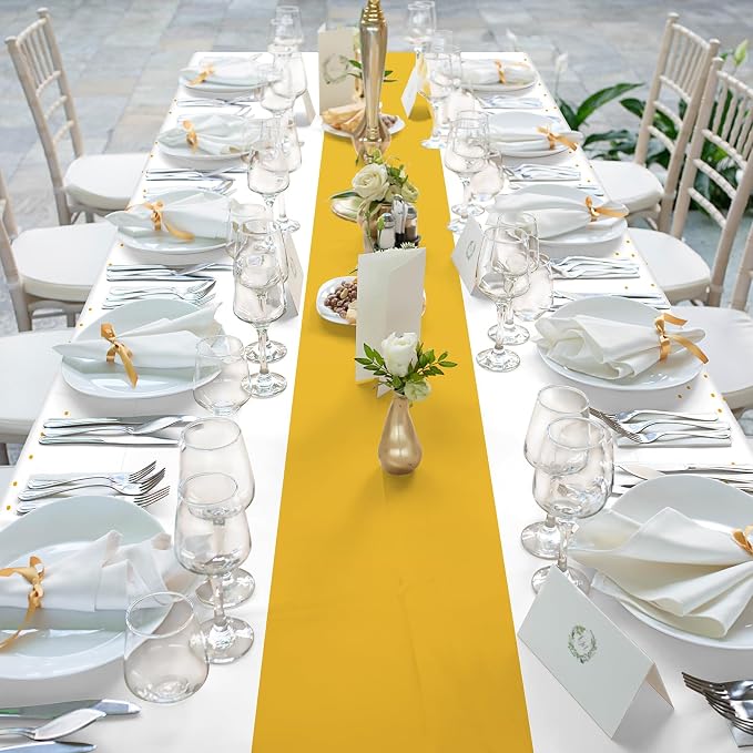 3Pcs White and Gold Tablecloth Party Decorations, Plastic White Table Cloth - Image 6