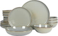 Gibson Elite Berea 16 Piece Plates and Bowls Reactive Glaze Round Dishes by GibsonHomewares