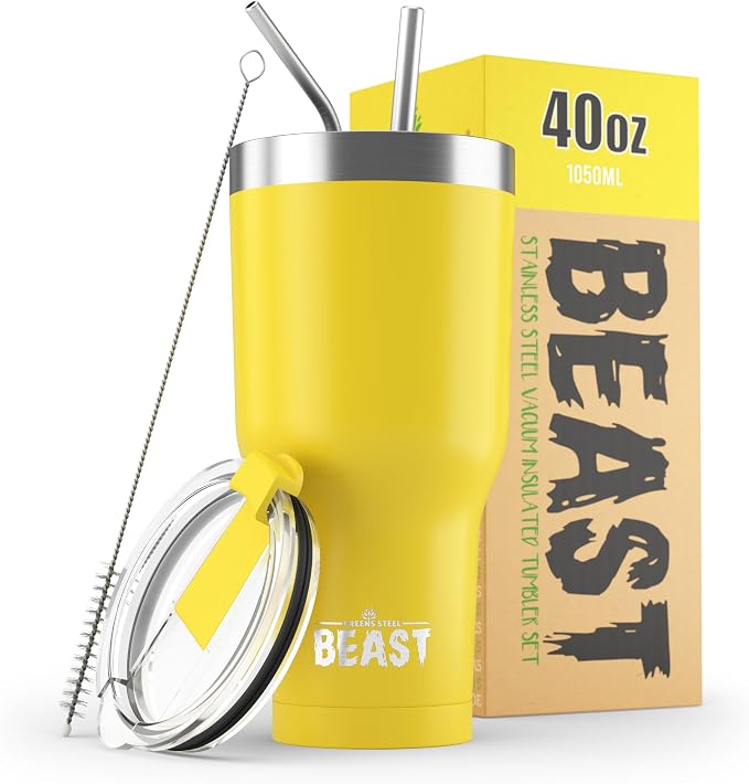 Beast 40 oz Tumbler Stainless Steel Vacuum Insulated Coffee Ice Cup Double Wall by GreensSteel