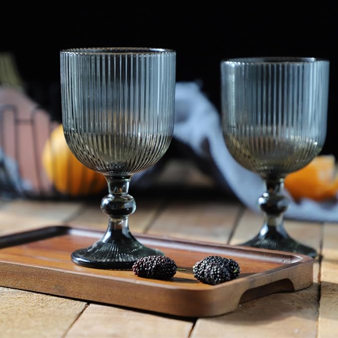 Vintage Wine Glasses Set of 6, 11 Ounces Colored Glass Water Goblets, Unique - Image 2
