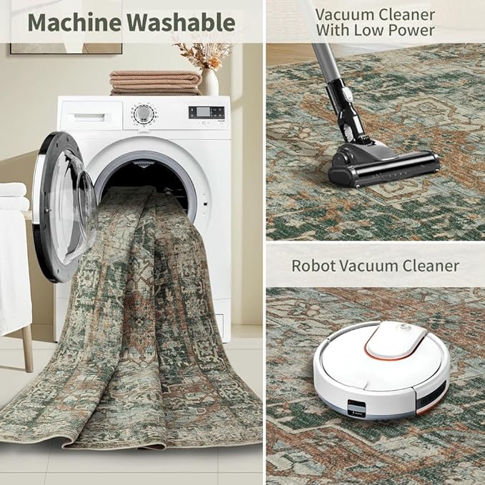 Rugxara 5x7 Area Rugs for Living Room Bedroom, Washable Rug, Non Slip & Low - Image 7