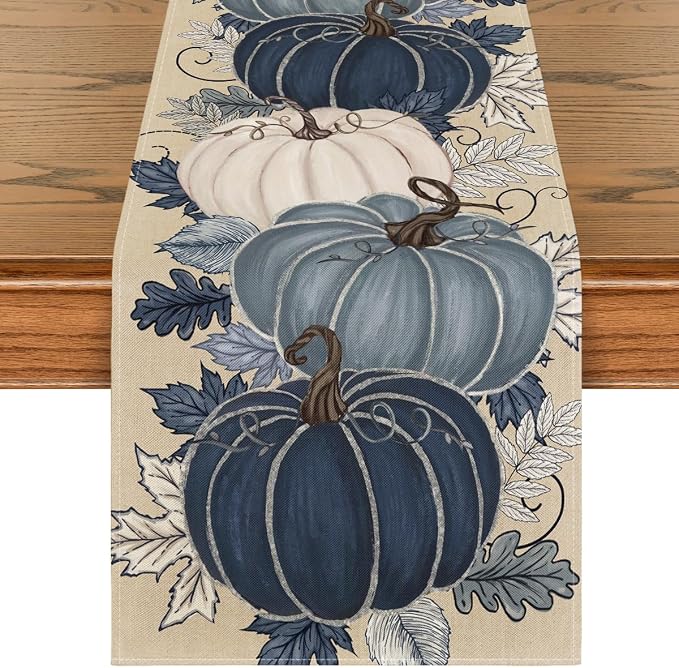 Artoid Mode 210 GSM Fall Table Runner 13x120 Inch Home Party Decor | Blue and by ArtoidMode