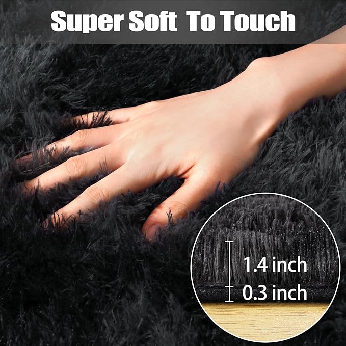 qulint 8x10 Area Rug for Living Room, Plush Fuzzy Carpet for Dorm Kid Room Home - Image 2