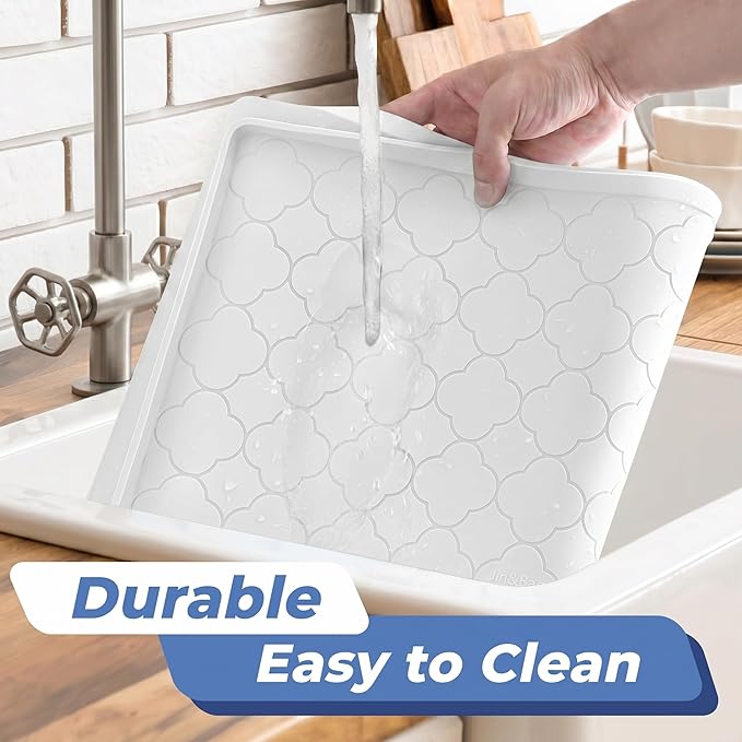 Jin&Bao Waterproof Under Sink Mat 34" x 22", Thick Silicone Mat Cabinet - Image 4