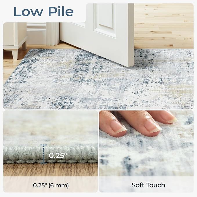 8x10 Washable Area Rug, Abstract Large Living Room Rug Non-Slip, Indoor Modern - Image 3