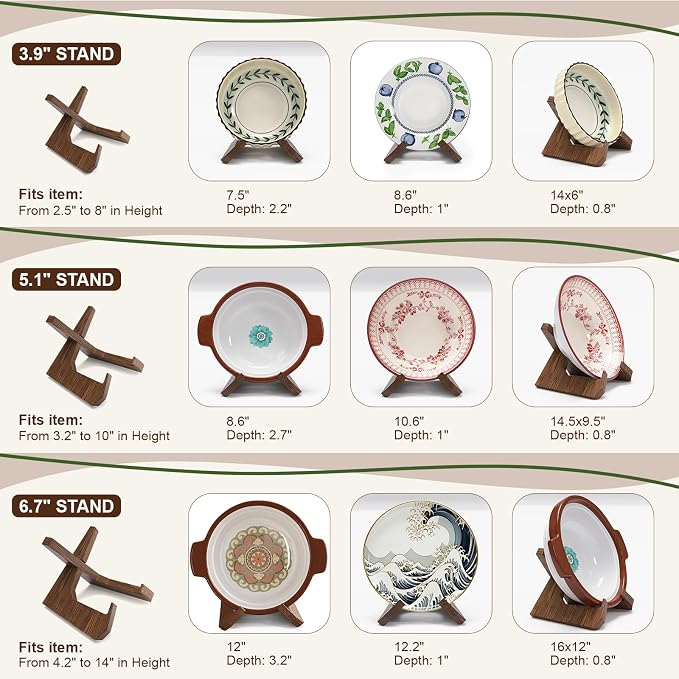 2PCS Bowl Stands for Display Large Deep Platters, Wooden Plate Stand Deep - Image 9