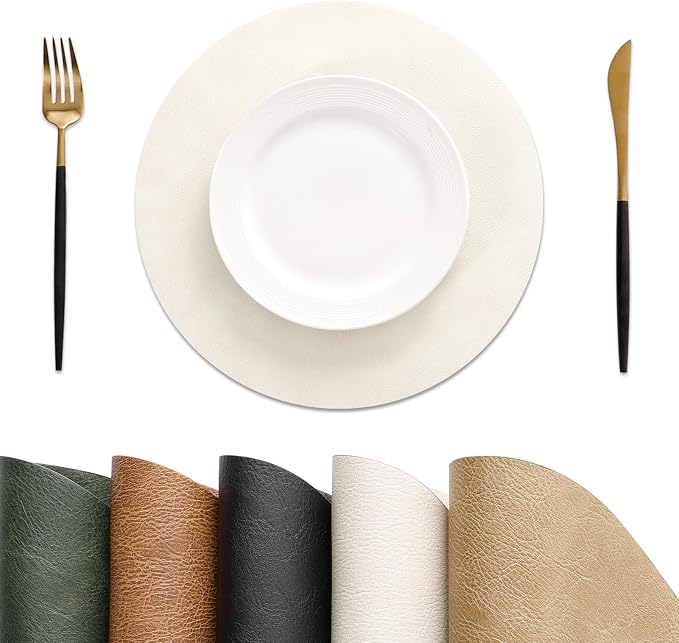 MOSAYT 13 Inch Round Vinyl Placemats Set of 4 by MOSAYT