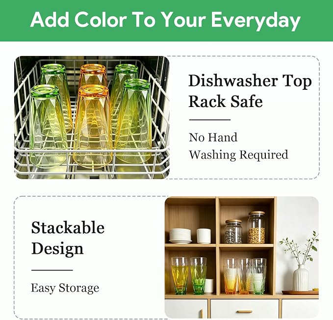 13oz Stackable Drinking Tumblers 6PCS Vibrant Acrylic Tumblers - Image 5