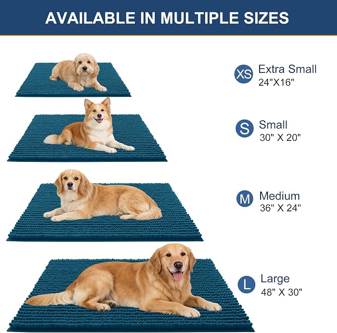 OLANLY Dog Door Mat for Muddy Paws 59x35, Ultra Absorbent Chenille Mud Doormat - Image 2