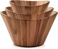 Wooden Salad Bowl Set of 3, Wavy Wood Bowls by Woodenhouse