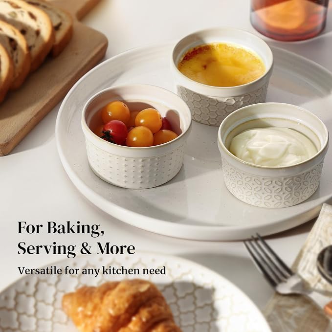 Dowan Ramekins 6 oz Oven Safe for Creme Brulee, Ceramic Small Baking Cups - Image 5