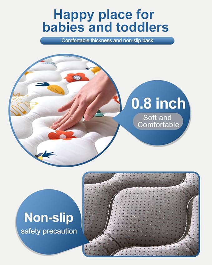 Odorless Premium Foam Baby Play Mat 79" x 71", Soft Microfiber Fabric Crawling Mat for Floor- Comfortable and Hypoallergenic, Non-Slip Cushioned Floor Playpen mat for Infants,Babies,Toddlers