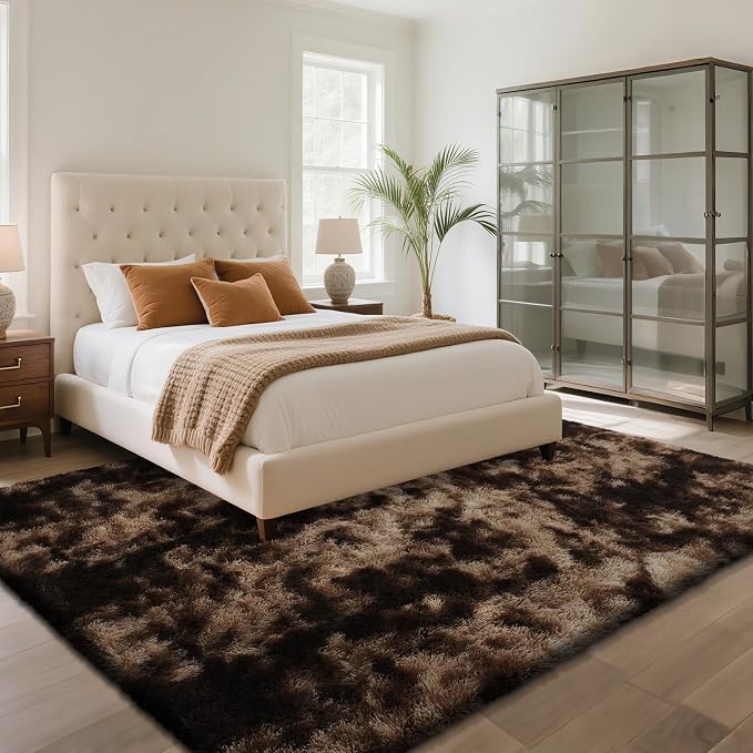 yongyangjuxin Fluffy Rug Shag Area Rug, Mottling Brown 10x14 Area Rugs - Image 3