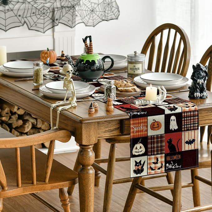 Artoid Mode 210 GSM Halloween Table Runner 13x120 Inch Home Party Decor | Black - Image 4