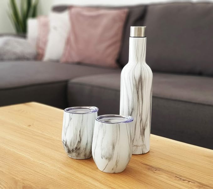 CHILLOUT LIFE 12 oz Stainless Steel Wine Tumblers 2 Pack & 1 Insulated Wine - Image 5