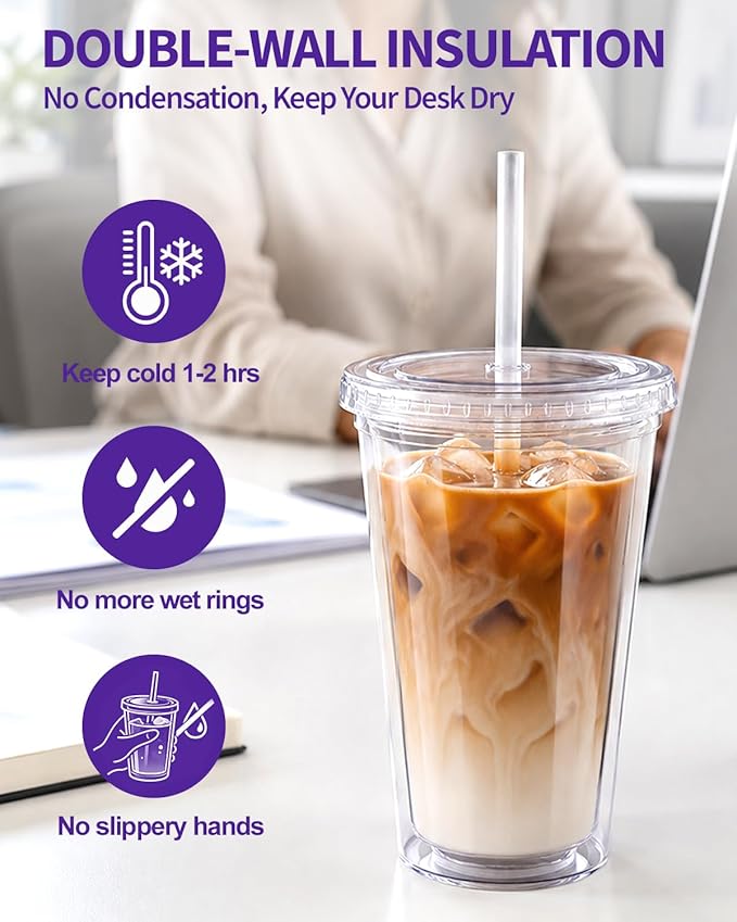 Zukro Clear Double Wall Plastic Tumbler - Image 3