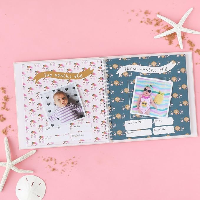 Lucy Darling Little Beach Babe Baby Memory Book – First 5 Years Journal & Photo Album, Baby Girl Keepsake, Unique Scrapbook Album, Mom Gift
