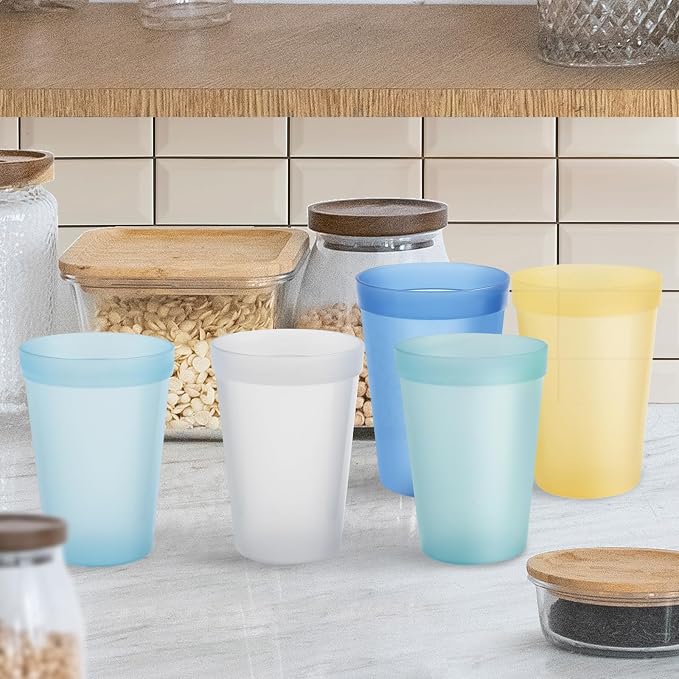 Blwan 8-Pack Small 8.5oz Plastic Cups, BPA-Free Reusable Juice Cups, Microwave - Image 7