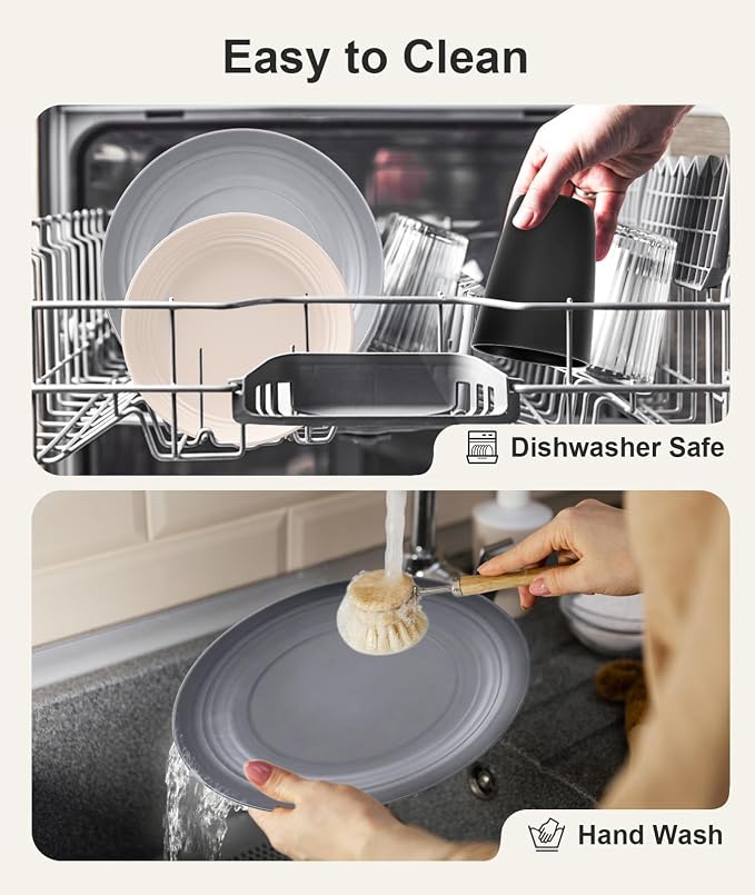 Quatish 24 Pcs Unbreakable Plates and Bowls, Plastic Dinnerware Sets - Image 5